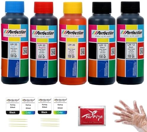 Perfection Uyumlu GI-490 BK GI-490 CMY Tanklı Yazıcı Mürekkep Seti 5 x 100 gr.