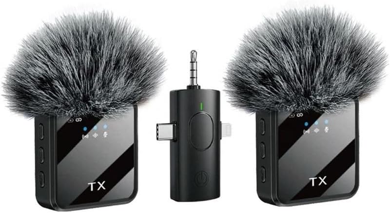 wireless microphone kablosuz yaka mikrofonu video youtube tiktok canlı yayın stüdyo mikrofon (F11-2 TÜYLÜ İKİLİ VLOG LİVE SHOW)
