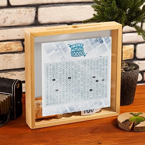 Çok Amaçlı Parabox Ahşap Hedef Kutusu - Akrilik Ön Yüzey, Kolay Para Çıkarma, 3 Hedef Stickerlı, Duvara Asılabilir ve Masaüstü Kullanım