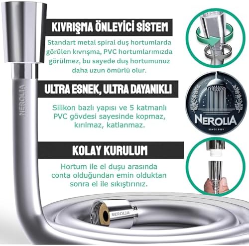 - A Kalite Örgülü Dayanıklı 150cm Paslanmaz Duş Spirali/Uzun Banyo Hortumu