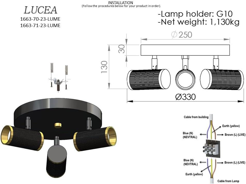 Vıtale 3 Lu Siyah-Antık Lak Plafonyer 3xgu10