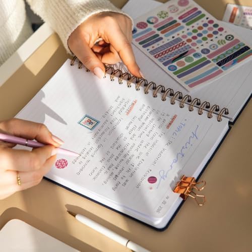 17x24 Spiralli Lastikli Sert Kapak Çizgili Not Defteri Çok Renkli Çiçekler