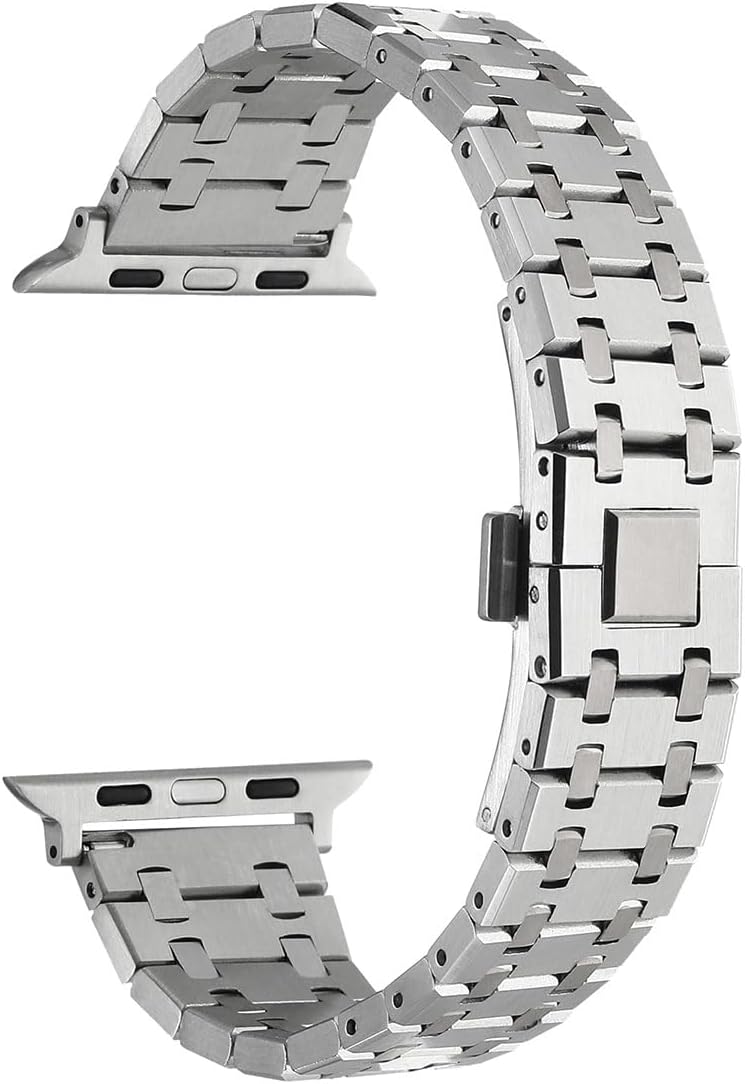 İle Uyumlu Ultra 42/44/49mm KRD-83 Metal Kordon Gümüş