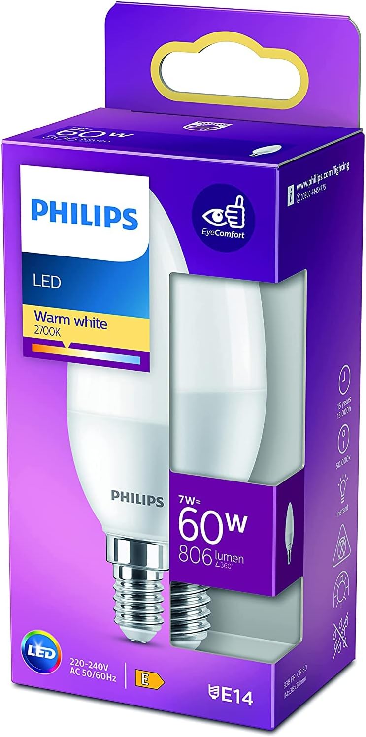 LED 60W B38 E14 Mum Tipi Sarı Işık Dim Edilmez Ampul Tekli Paket