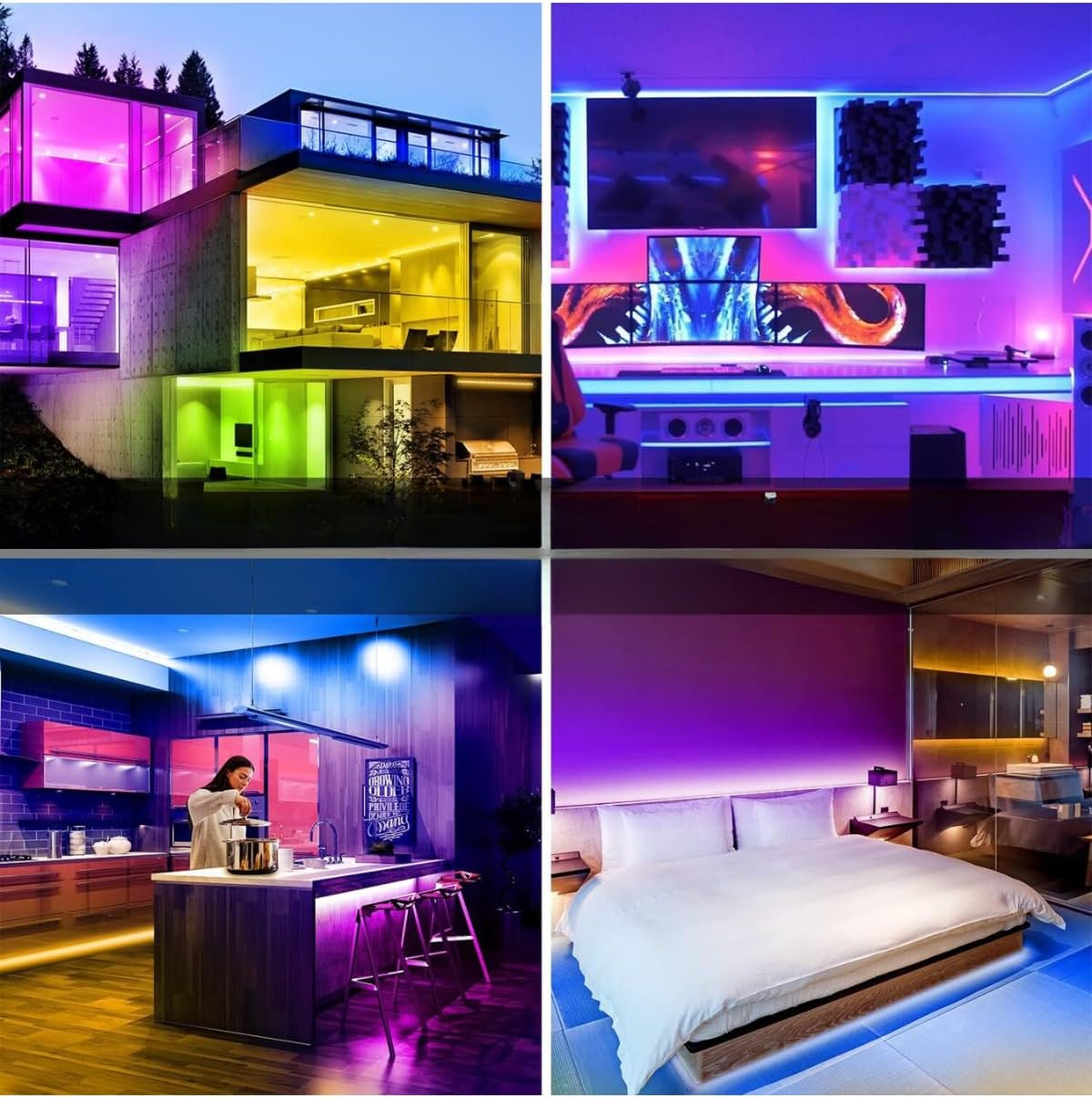 ema dükkan 5 Metre RGB Şerit Led Kumandalı 44 Tuşlu 20 Renk RGB Şerit Işık Aydınlatma