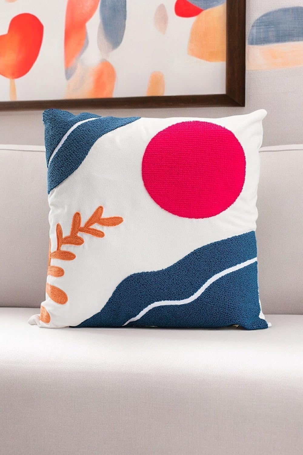 45X45 Özel Tasarım Panç Süzene Desen Dekoratif Kırlent Kılıfı Modern Beyaz 31