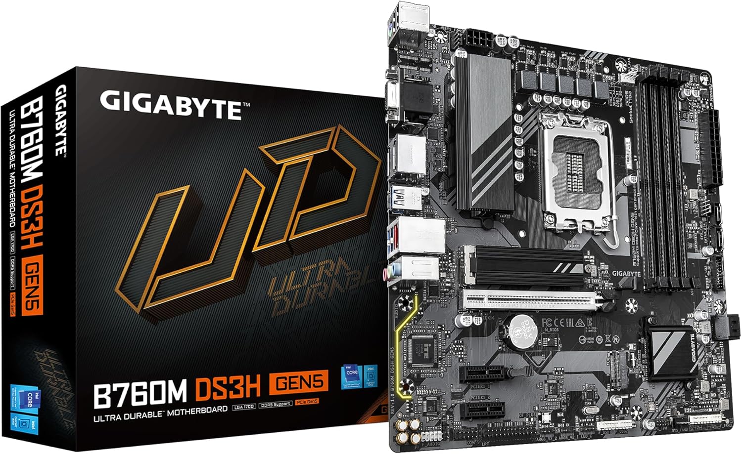 GIGABYTE B760M DS3H LGA1700 DDR5 7600MHz(OC) PCIe 5.0 M.2 NVMe Gigabit LAN mATX Anakart