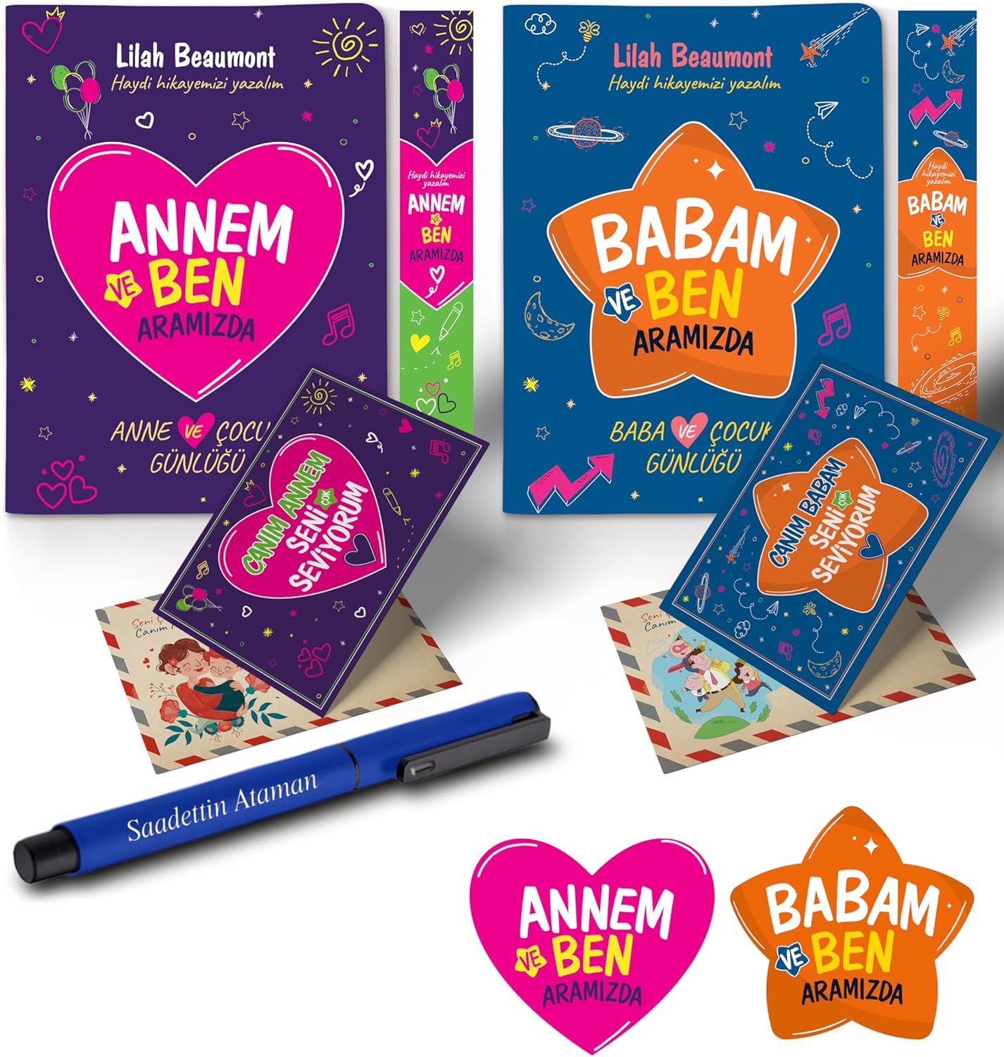 Annem - Babam ve Ben Aramızda Ayraç Kartpostal Kalem - Lacivert