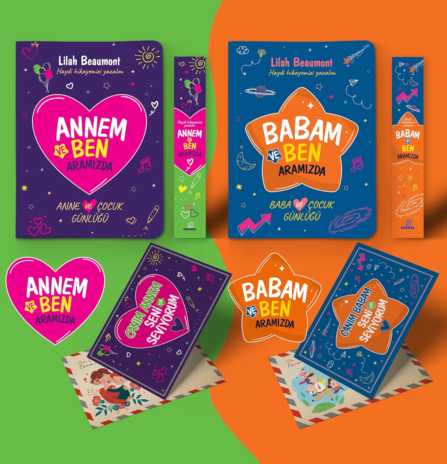 Annem ve Ben & Babam ve Ben - Anne - Baba ve Çocuk Günlüğü - Ayraç Kartpostal